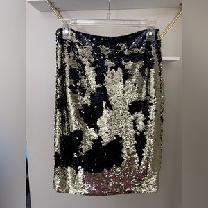 H&M reverse gold and black sequined pencil skirt